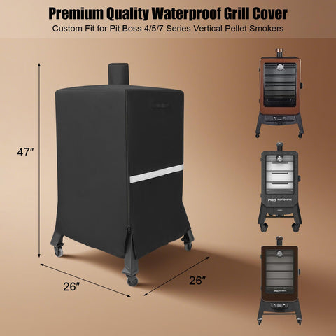 QuliMetal weatherproof 600D Oxford fabric shields the smoker from sun and rain.