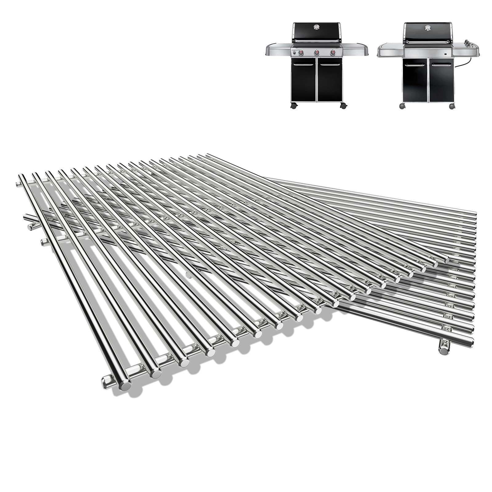 QuliMetal Weber Genesis 300 grates—19.5-inch length with durable 7mm SUS304 rods for lasting performance.