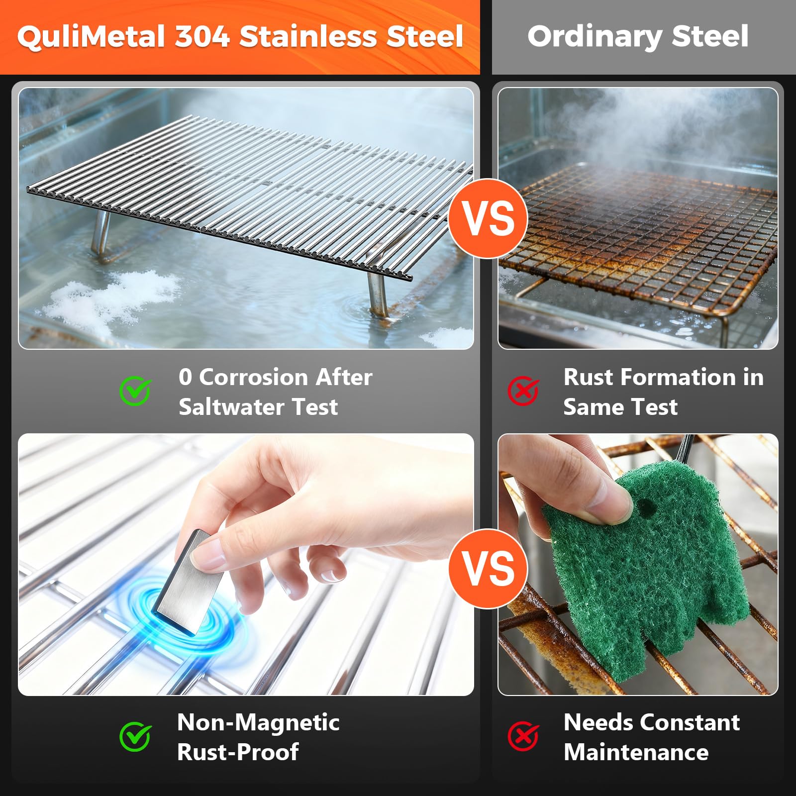 QuliMetal Weber Genesis 300 grates showcase no sharp edges for safer handling.