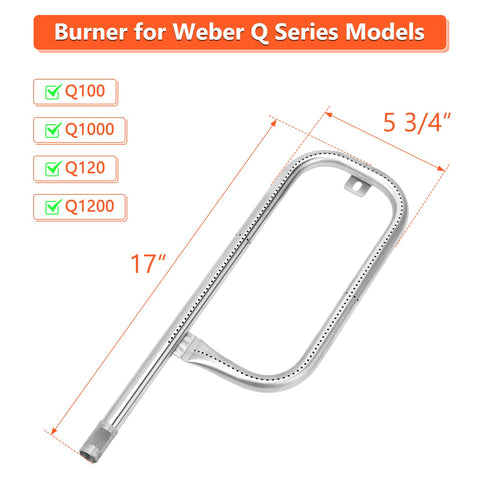 QuliMetal burner tube compatible with Weber Q-series for reliable performance.