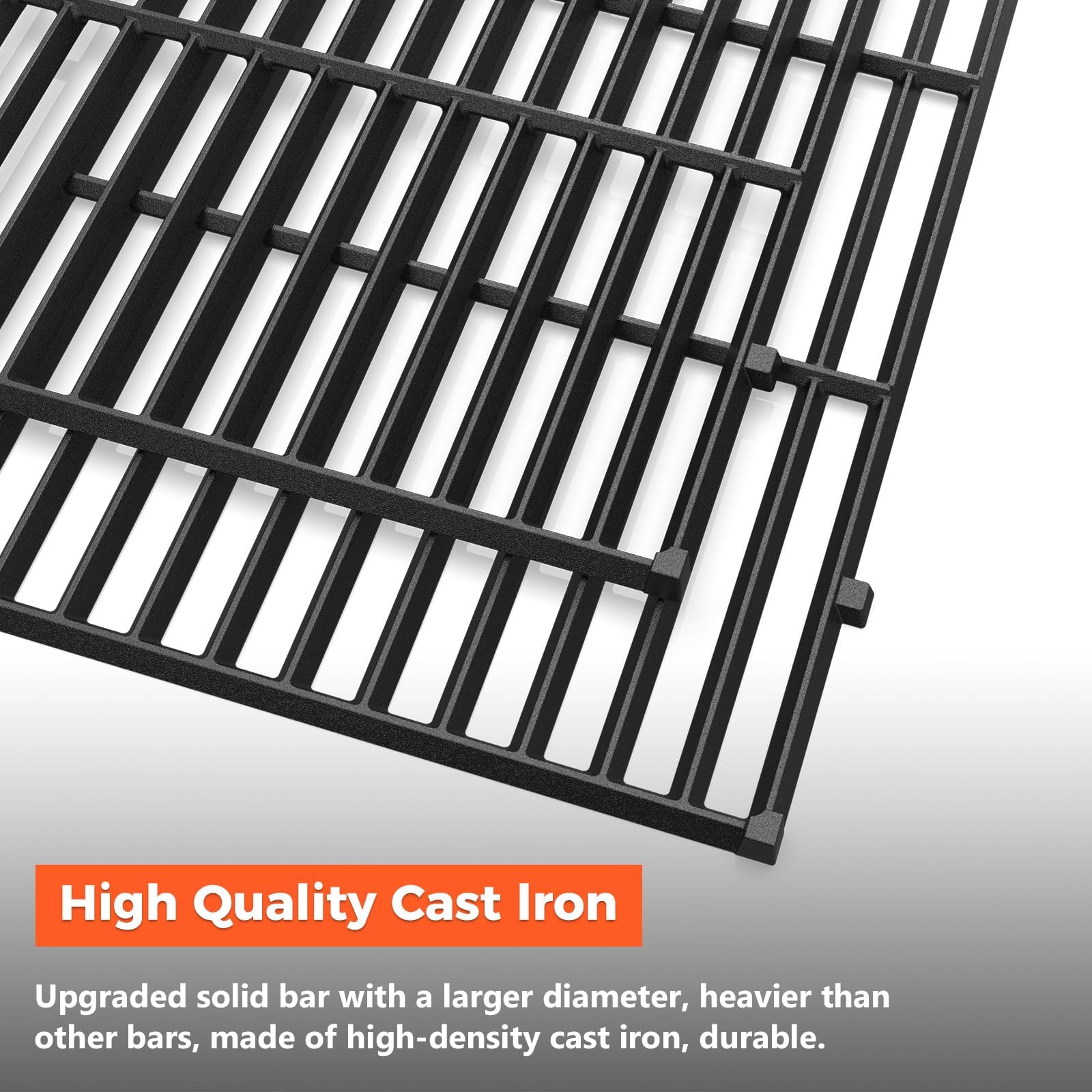 Durable cast iron construction resists wear and supports year-round grilling