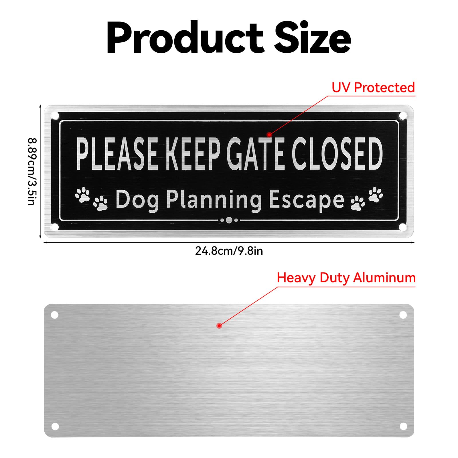 Qulkws rust-free aluminum gate sign maintains visibility in all weather.
