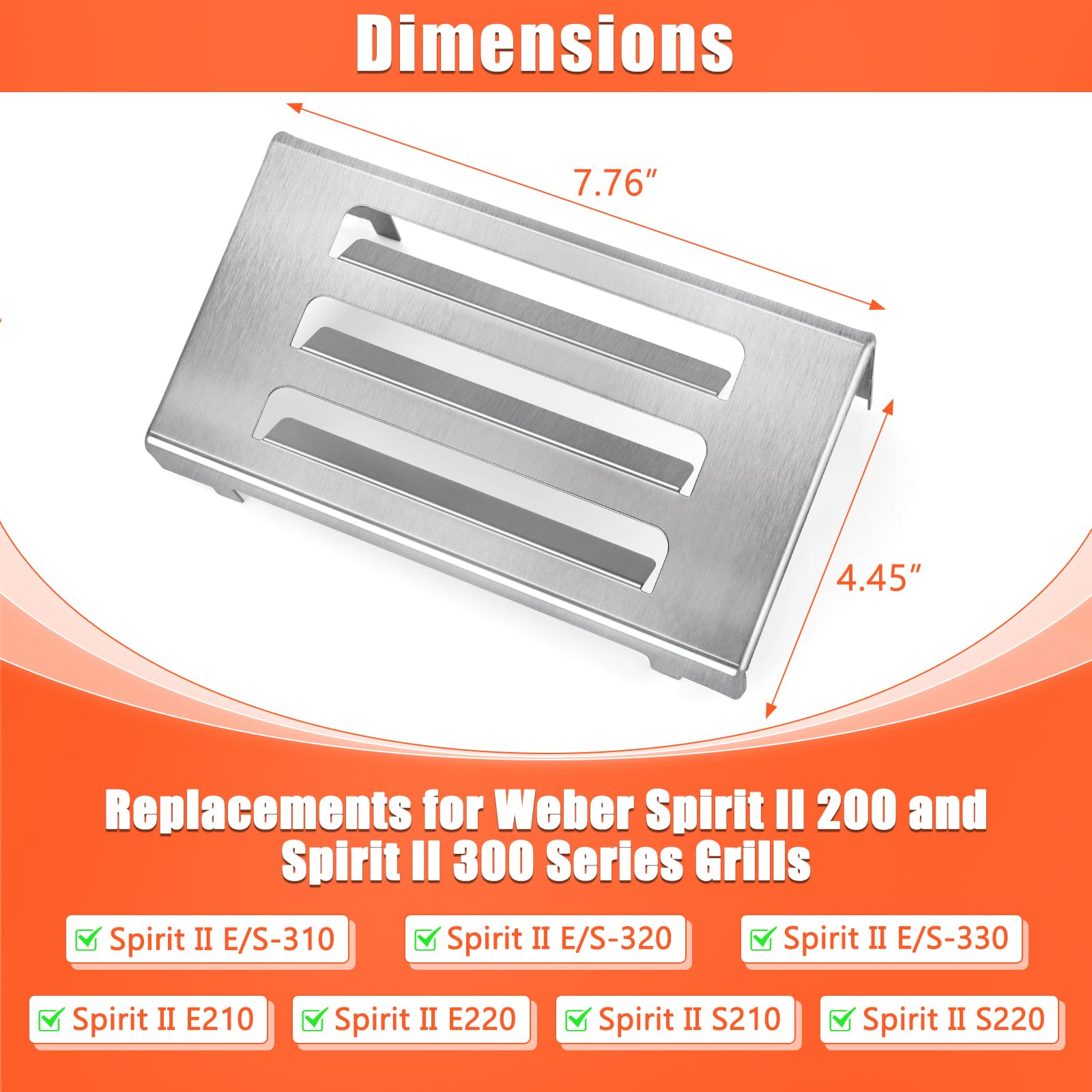 QuliMetal heat deflector side profile for Spirit II 200/300—stainless durability