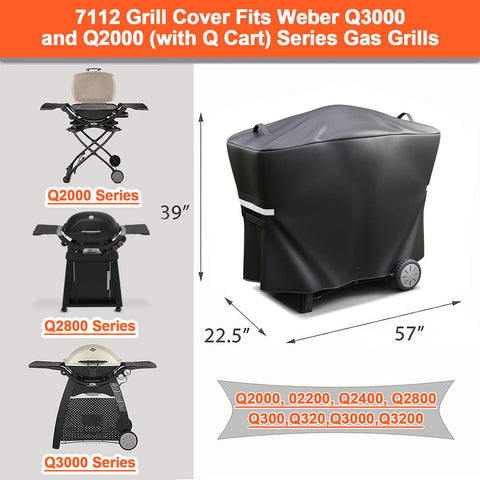 QuliMetal 7112 cover over Weber Q2400 demonstrates fade resistant fabric against UV.