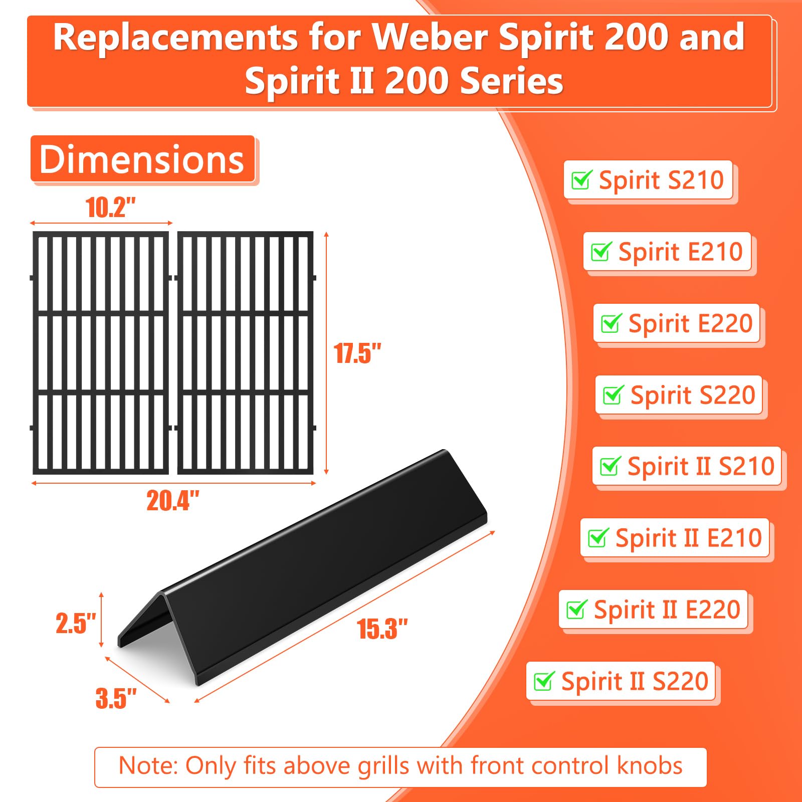 QuliMetal porcelain-enameled cast iron grates for Weber Spirit II 200 series provide sturdy sear.