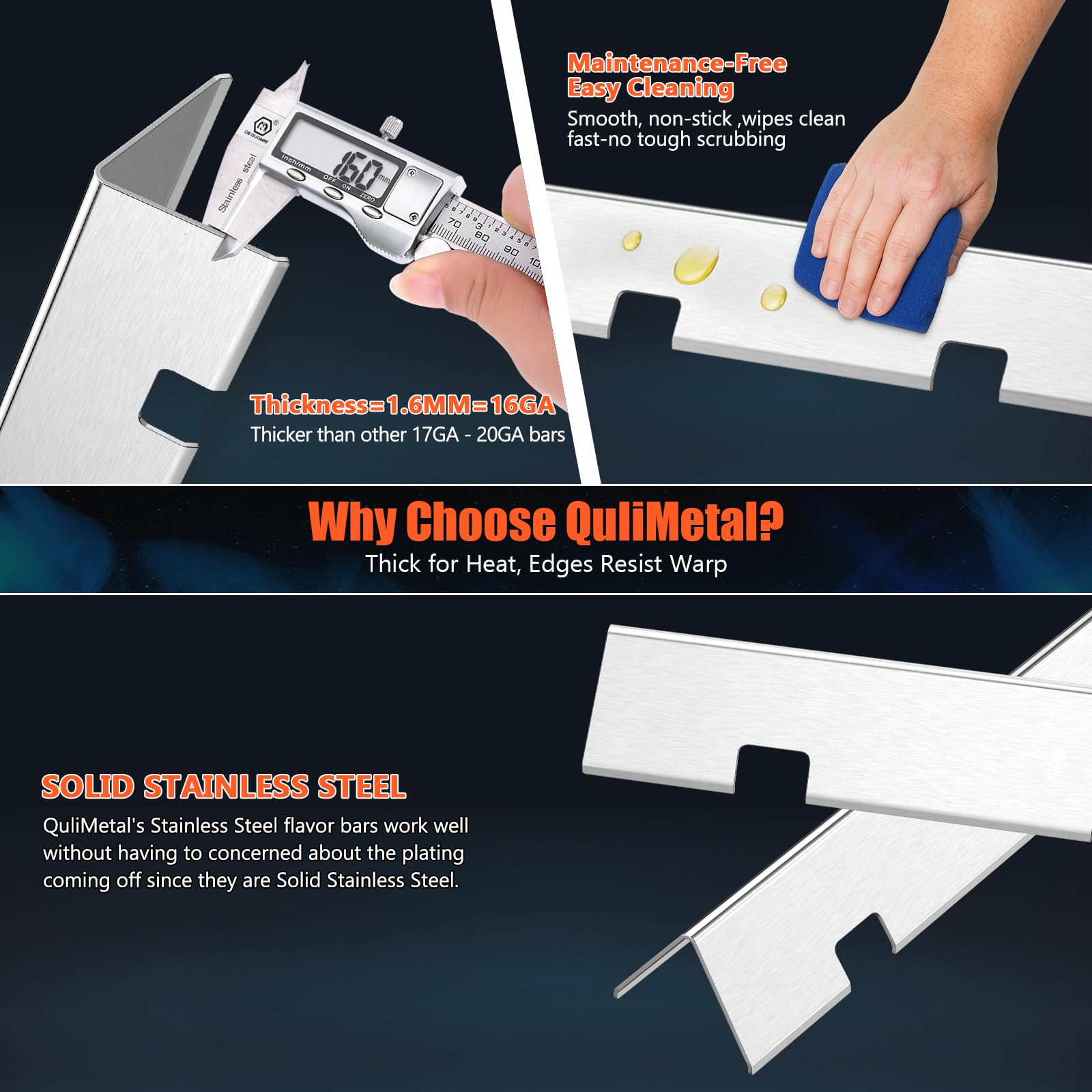 No porcelain coating on QuliMetal bars reduces chipping risks and maintenance