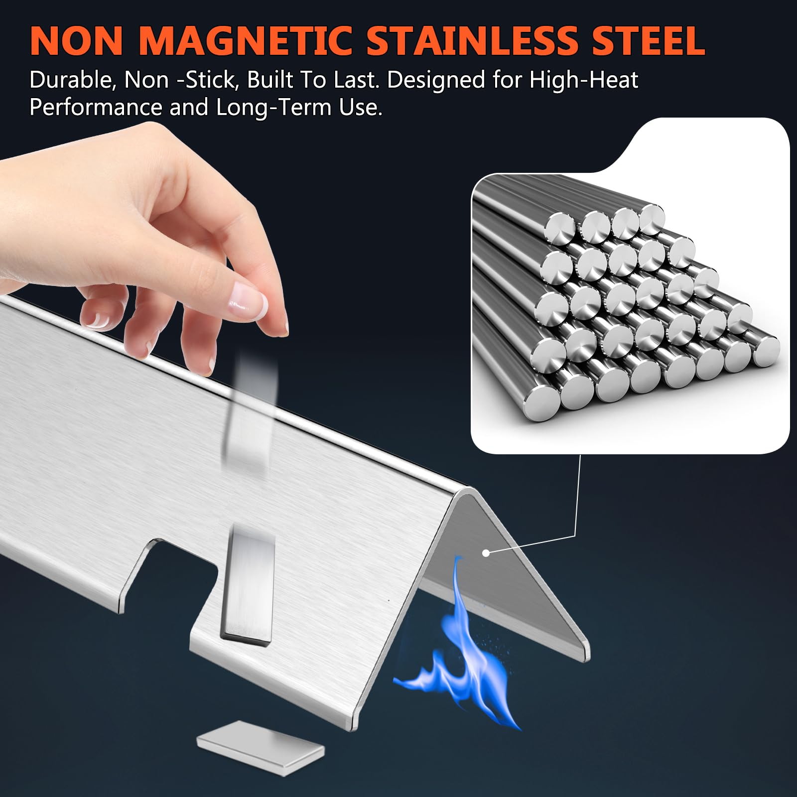 Durable stainless steel QuliMetal 7636 flavorizer bars resist corrosion and heat