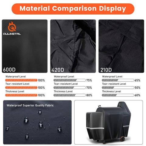 QuliMetal grill cover with reflective tapes for night visibility