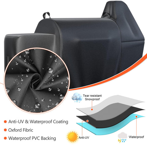 QuliMetal waterproof UV-protected grill cover on a smoky BBQ