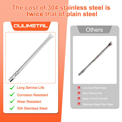 QuliMetal burner tubes deliver even heat for consistent cooking.