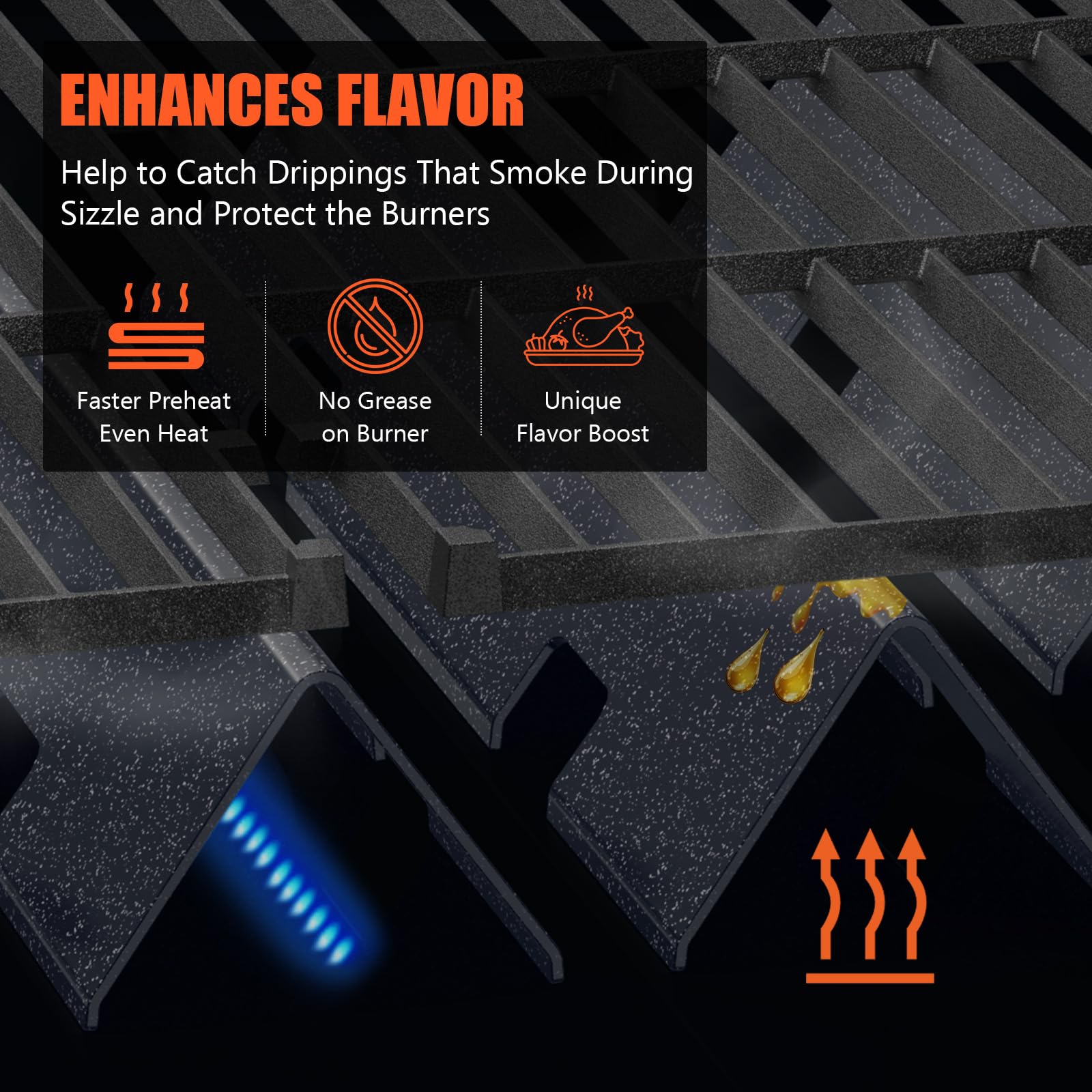 QuliMetal flavorizer bars with notches for better ventilation and visibility.