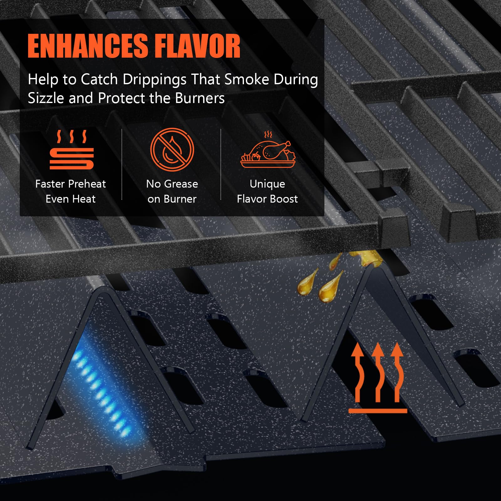 QuliMetal Genesis 300 heat deflectors close-up with porcelain steel surface