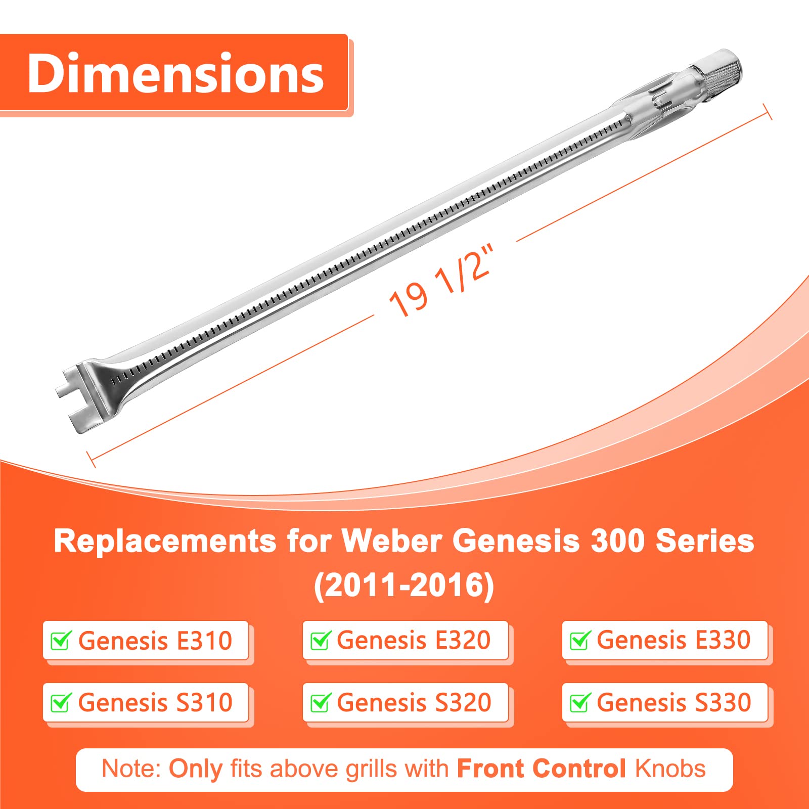 QuliMetal 19.5-inch burner tubes for precise fit and easy replacement.