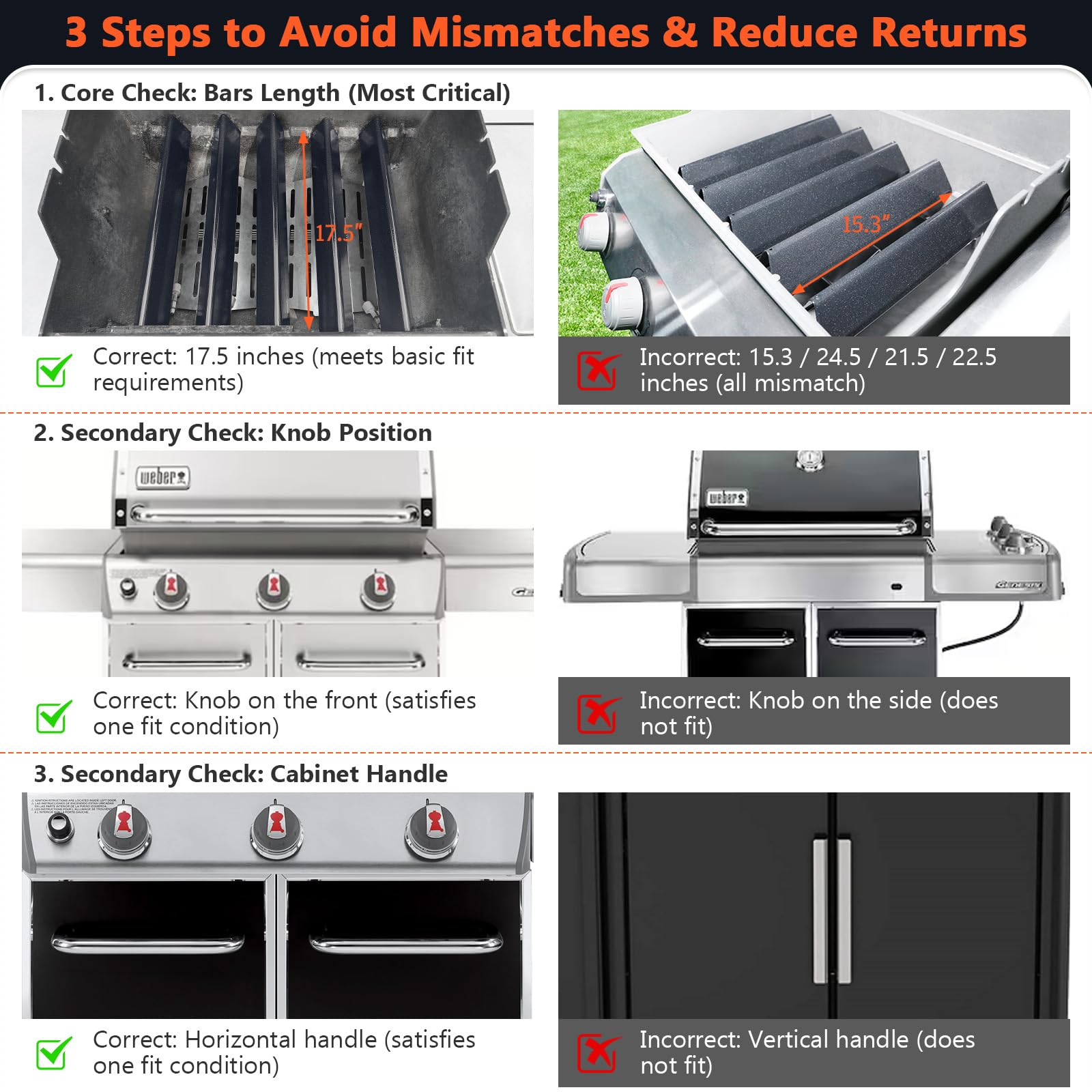 QuliMetal 5-piece replacement set for Weber Genesis 300 Series.