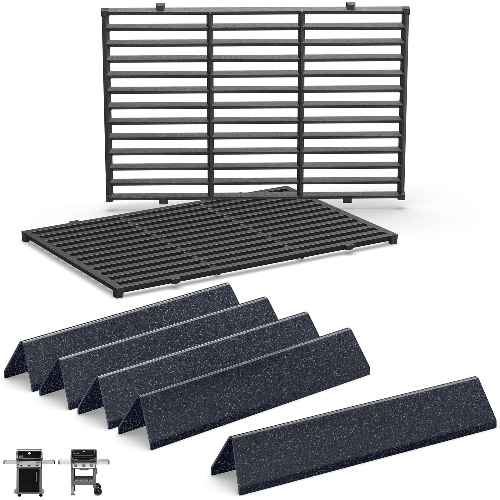 QuliMetal grill grates for Weber Spirit 300 series deliver even heat and easy cleaning.