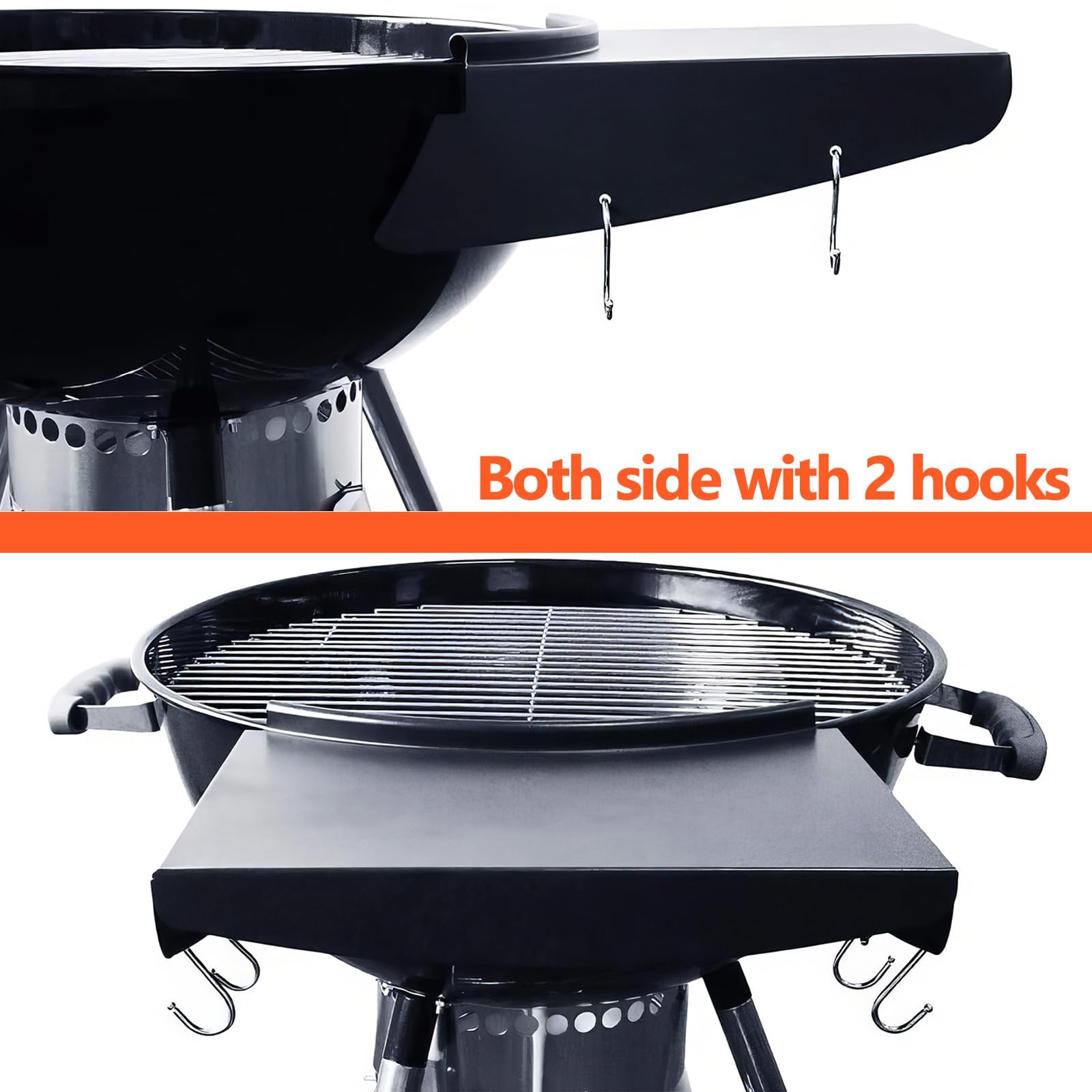 QuliMetal includes one shelf and four hooks for tools and condiments.
