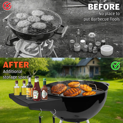 QuliMetal measures 13.9 by 13.6 inches for compact Weber 22-inch compatibility.