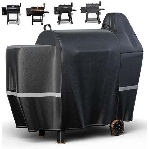 QuliMetal Pit Boss 820 Deluxe cover shown on grill with rain protection