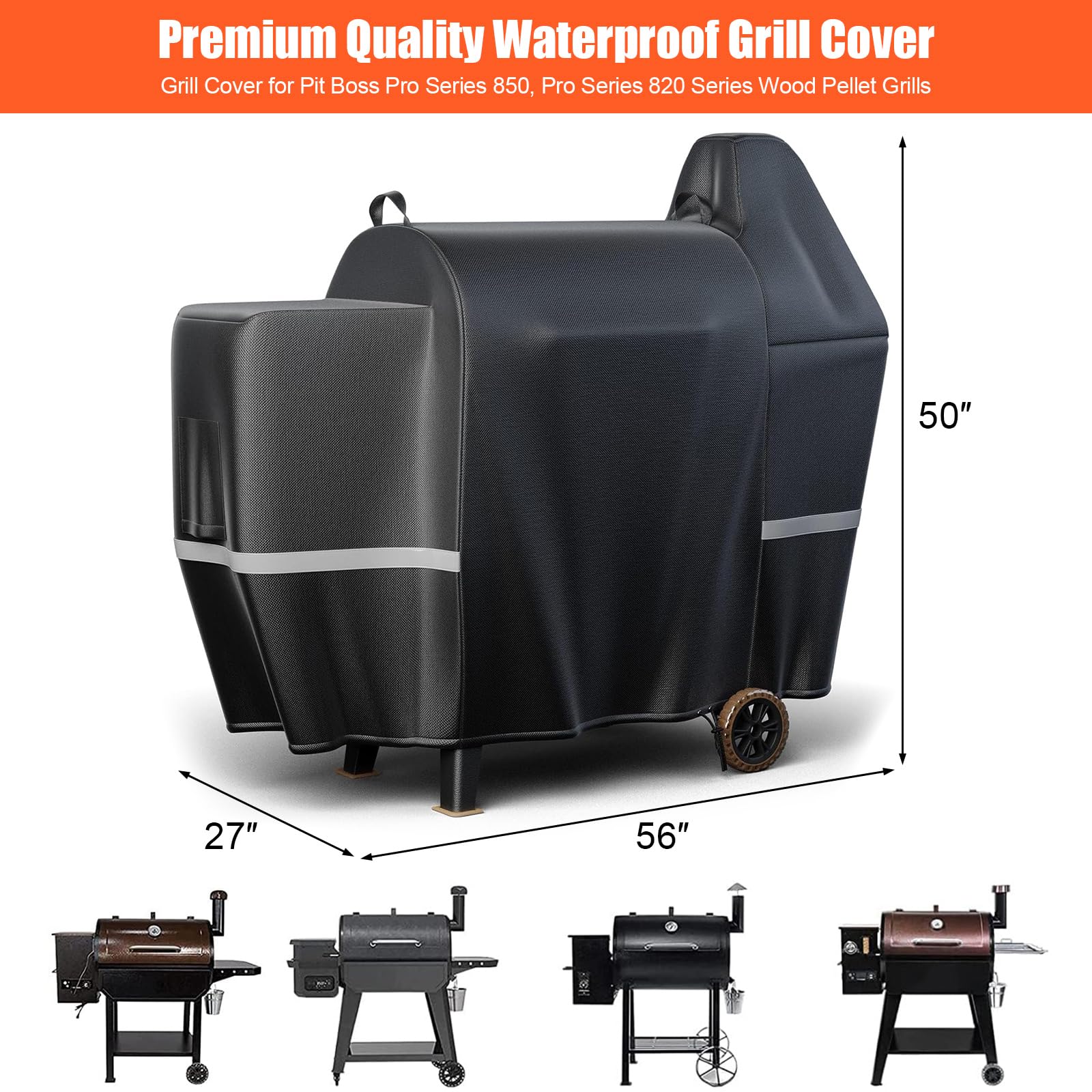 QuliMetal Pit Boss 850-series cover protecting grill from sun and rain