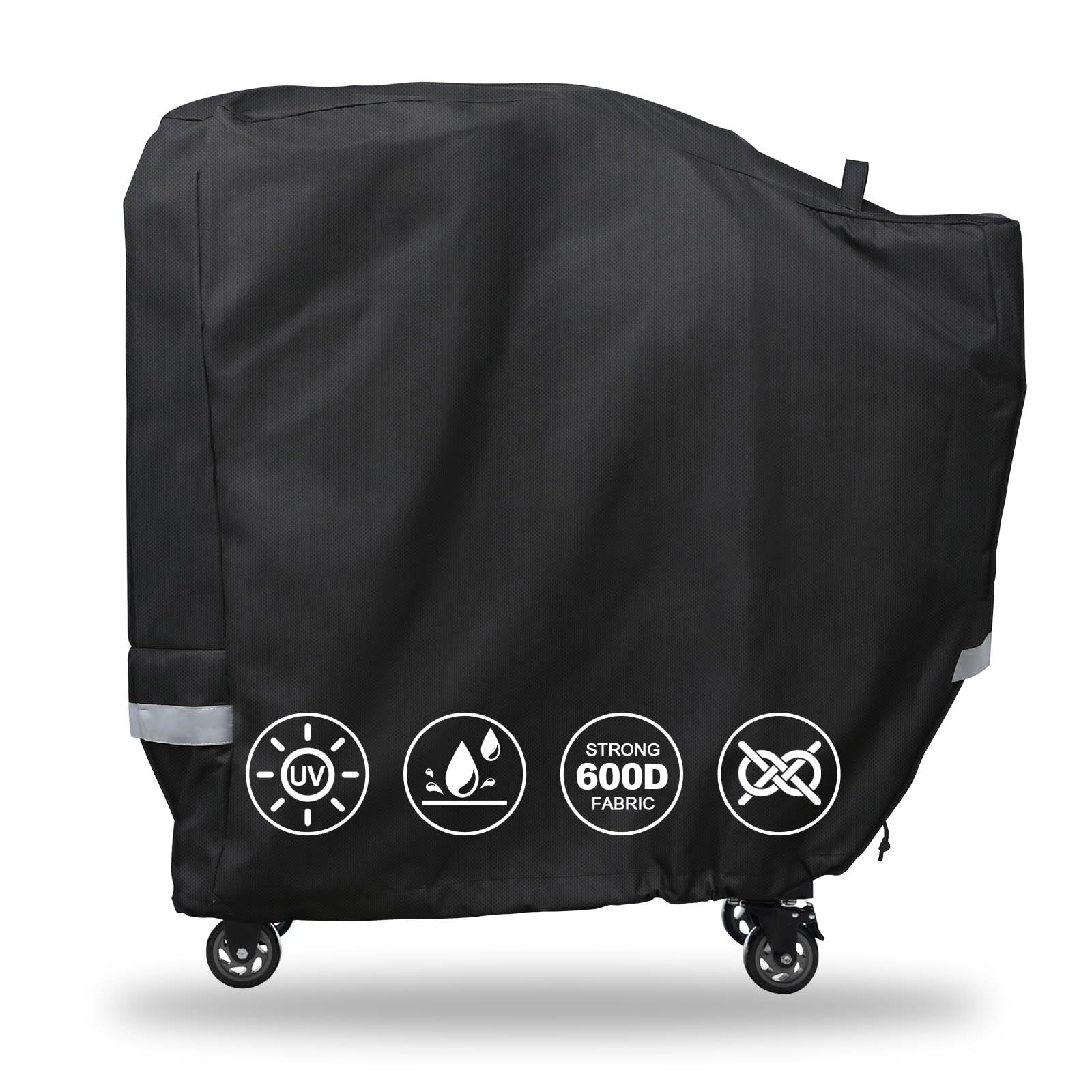 QuliMetal grill cover on Rectec RT-B380 grill protecting against rain and wind