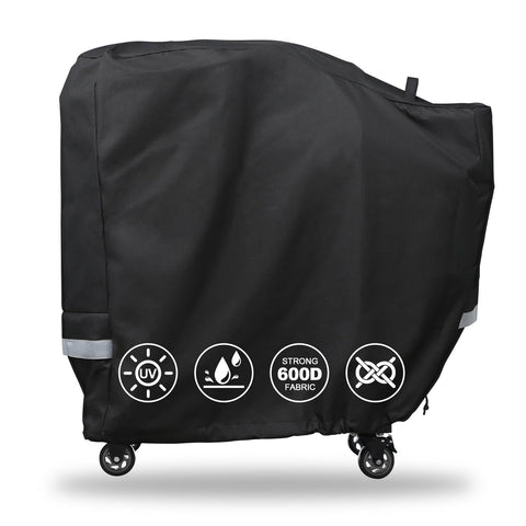 QuliMetal grill cover on Rectec RT-B380 grill protecting against rain and wind