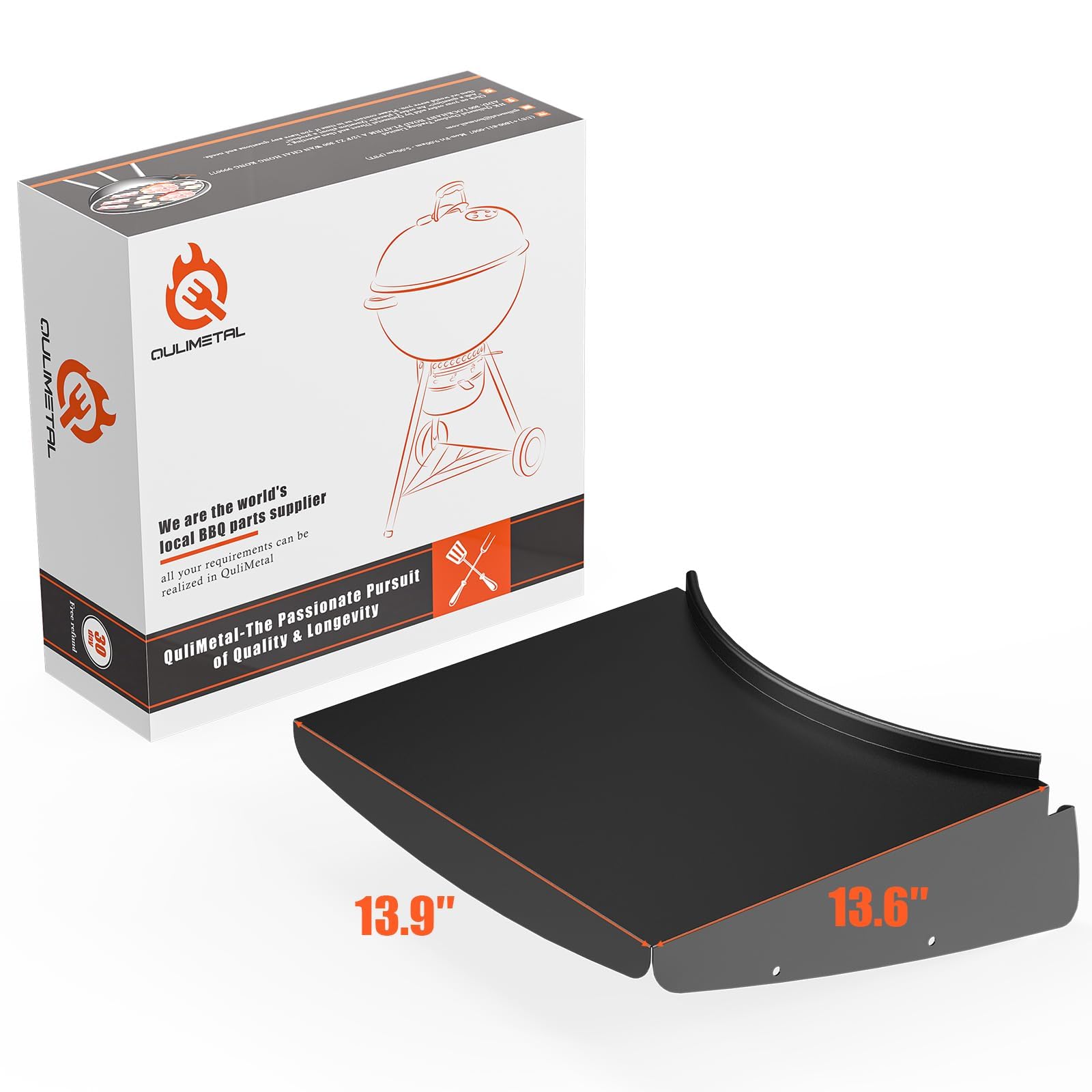 QuliMetal side table shelf with four hooks expands utensil and accessory storage.
