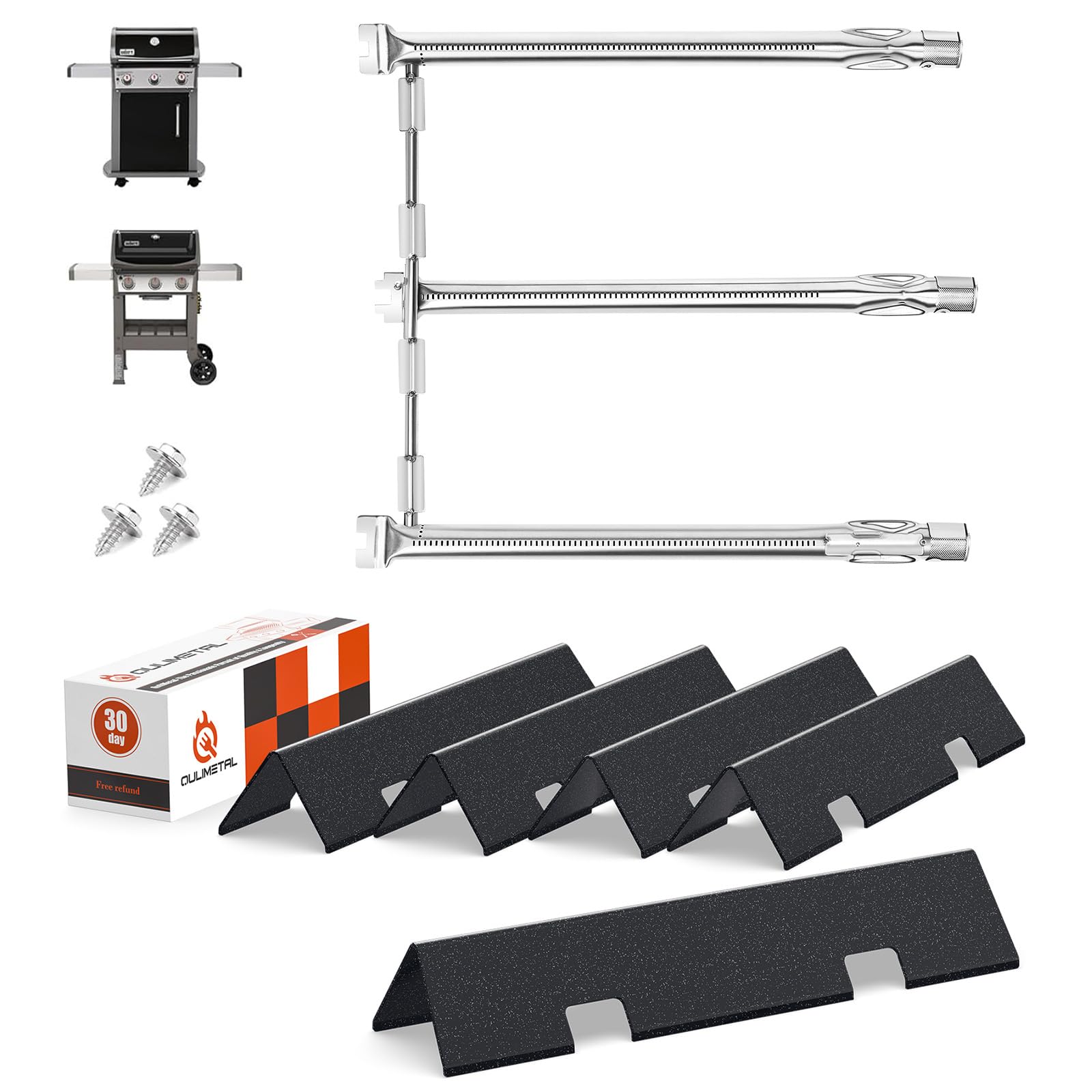QuliMetal spirit burner set for left and right burners, promoting even heat distribution.