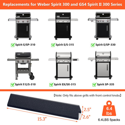 QuliMetal Weber Spirit II 300-series flavorizer bars pack for longer grill life and even searing.