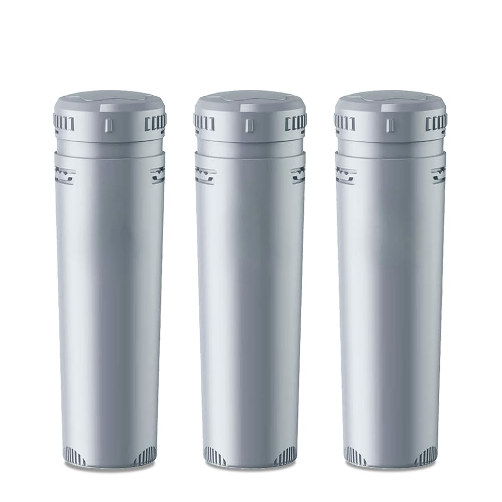 QULV hot tub in-line chlorine cartridge 3-pack ready for easy replacement.
