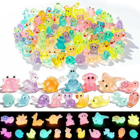 QUMMFA glow-in-the-dark ducks mini figurine for aquarium decor and subtle night glow