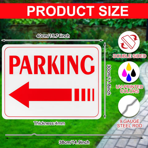 Qunclay double-sided parking sign with arrows for outdoor directions.