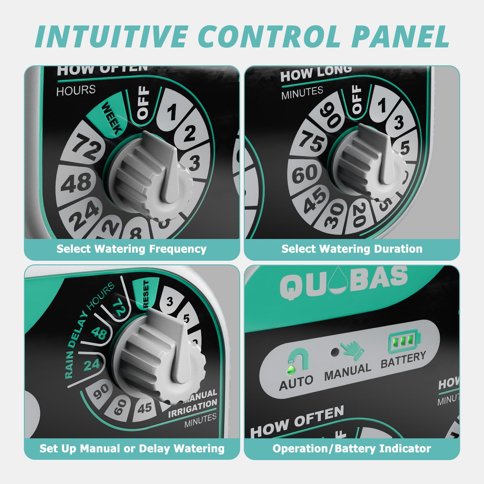 QUOBAS battery compartment showing easy power option for outdoor operation.
