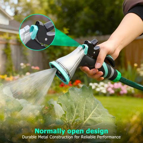 QUOBAS 10-pattern spray nozzle offers versatile watering options for plants and cleaning.