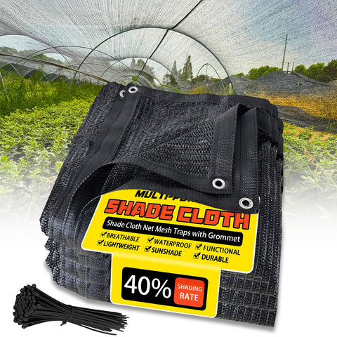 Quobiad shade cloth blocks 40% of sunlight to protect garden plants.