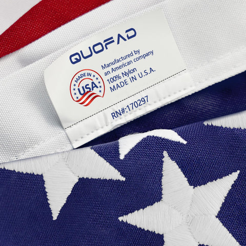 QUOFAD American flag 3x5 nylon for durable outdoor display.