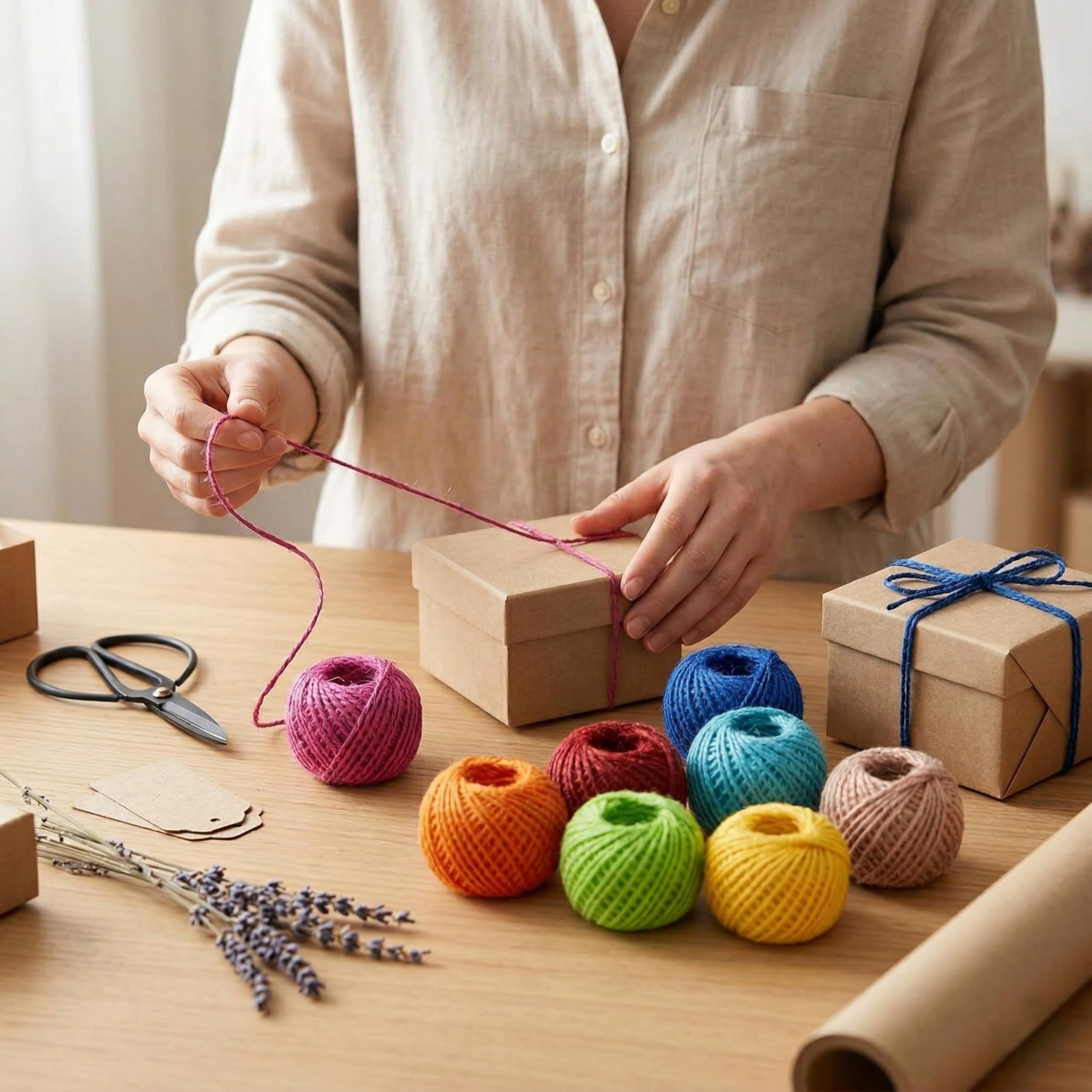 Durable dyed jute maintains color when dampened during crafts