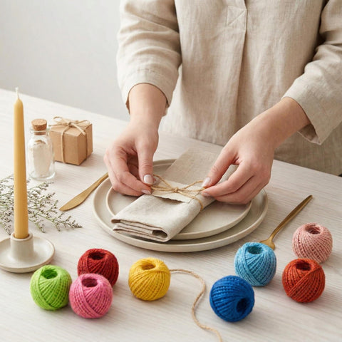 Quotidian three-ply twine adds texture to monogram art projects