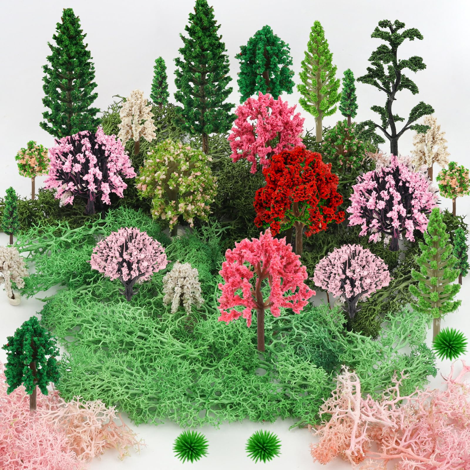 QUOZUO miniature-trees add vertical interest to train scenery and layouts