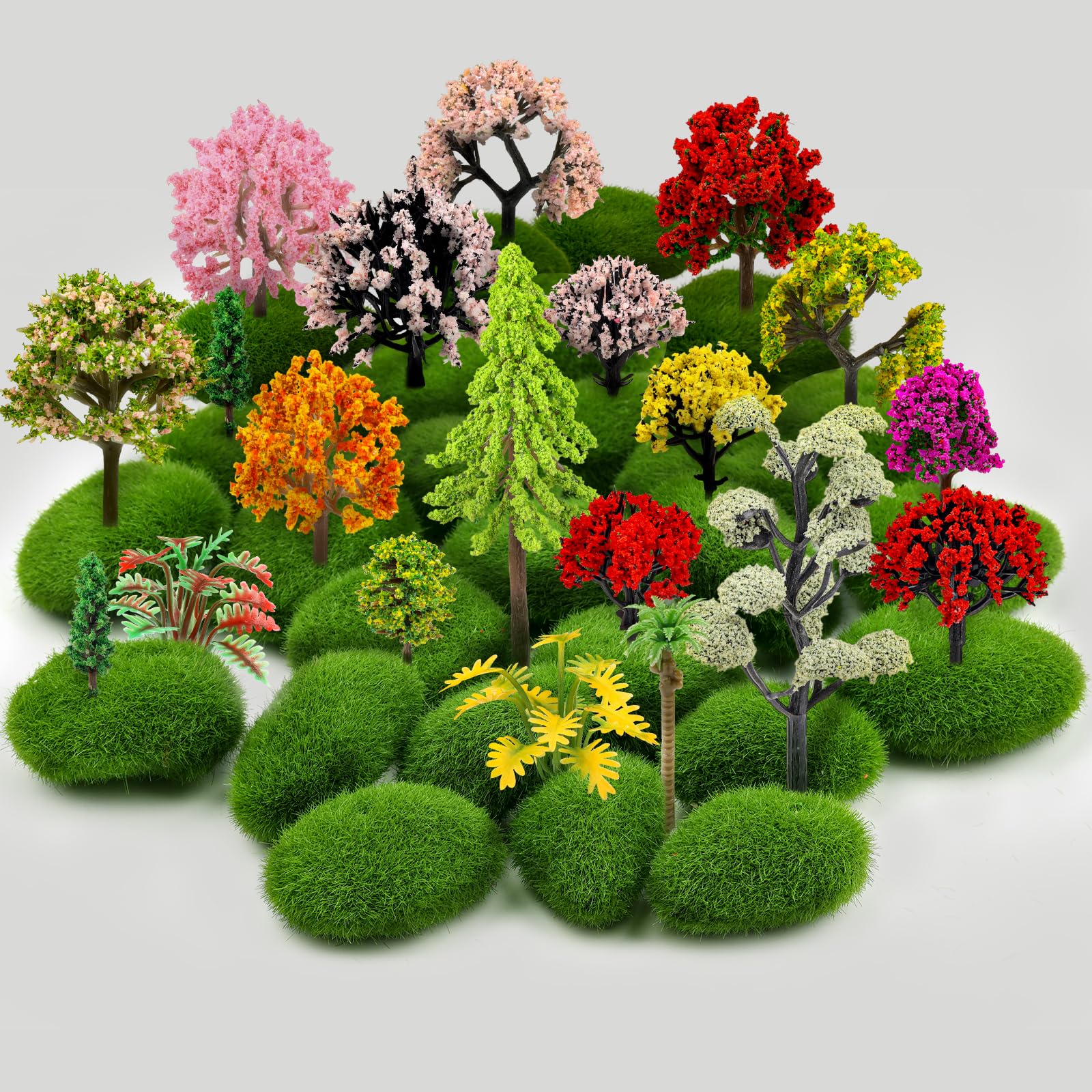 QUOZUO miniature trees with moss stones for realistic model landscapes