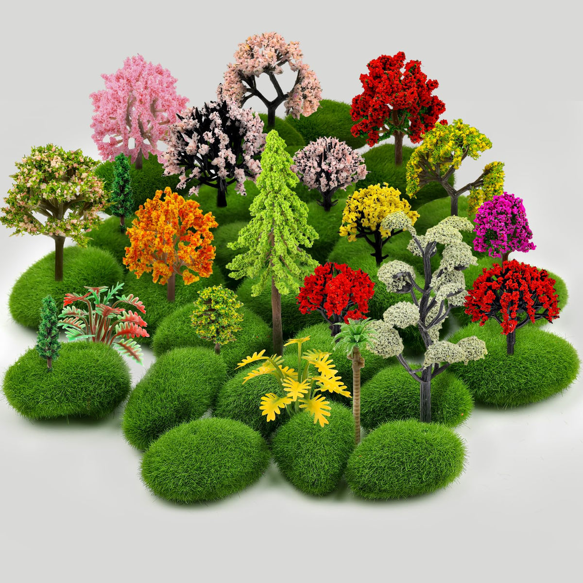QUOZUO miniature trees with moss stones for realistic model landscapes