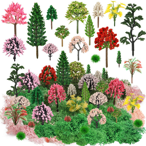 QUOZUO mixed-model-trees-36-pcs for realistic miniature landscapes in dioramas