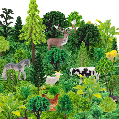 QUOZUO natural green diorama scenery ideal for forested railroad layouts.
