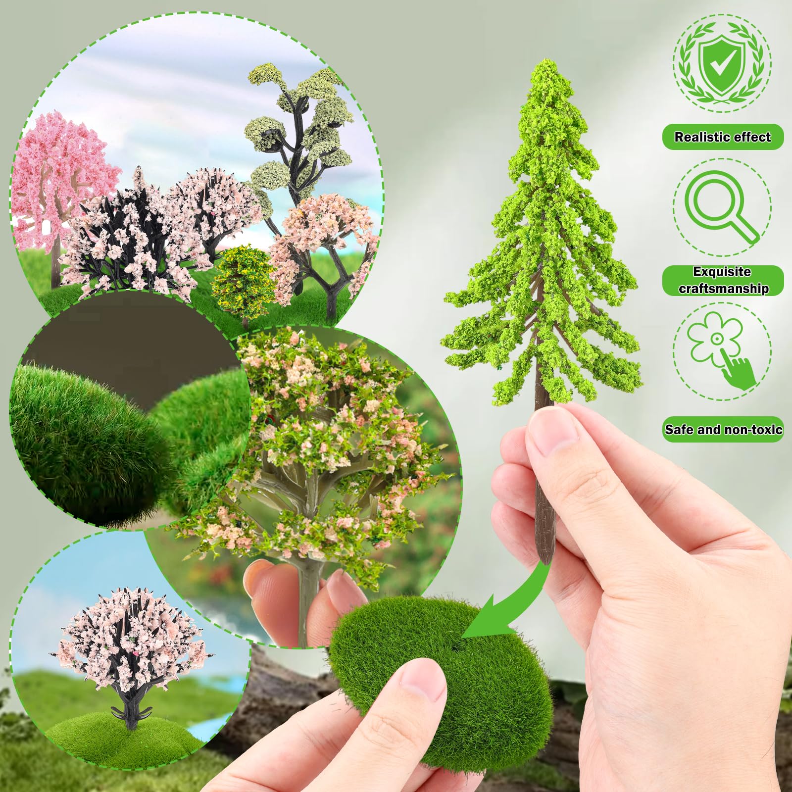 QUOZUO train scenery diorama decor with versatile miniature trees