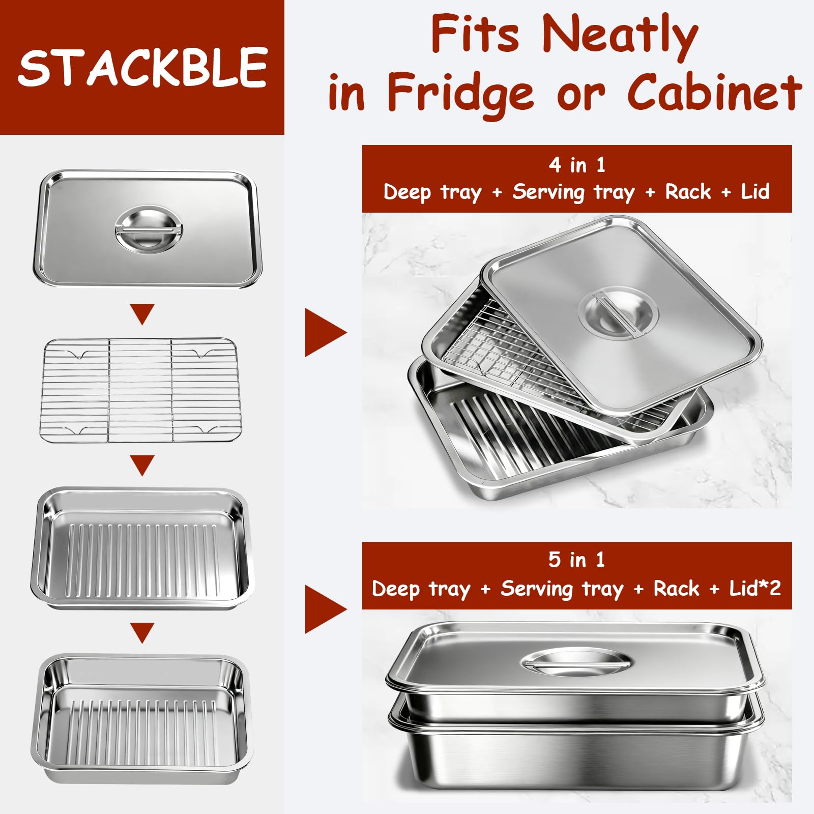 QURAS stackable design saves space in kitchen and BBQ.