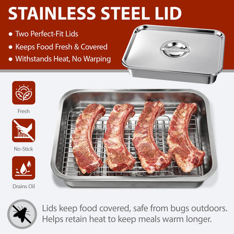 QURAS stainless steel grill rack adds versatile cooking options.
