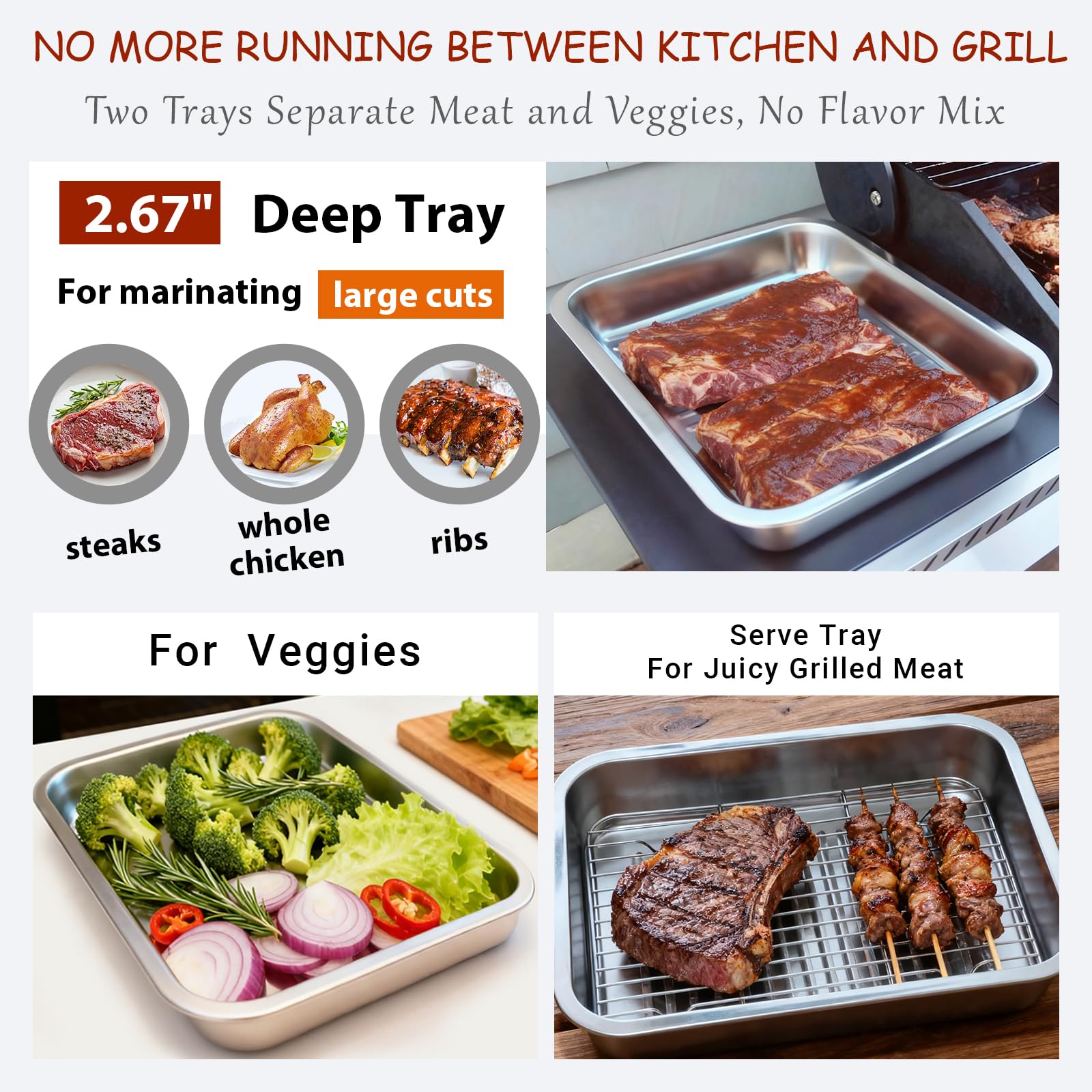 QURAS shallow tray ready for serving hot food from grill.