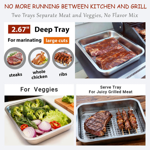 QURAS shallow tray ready for serving hot food from grill.