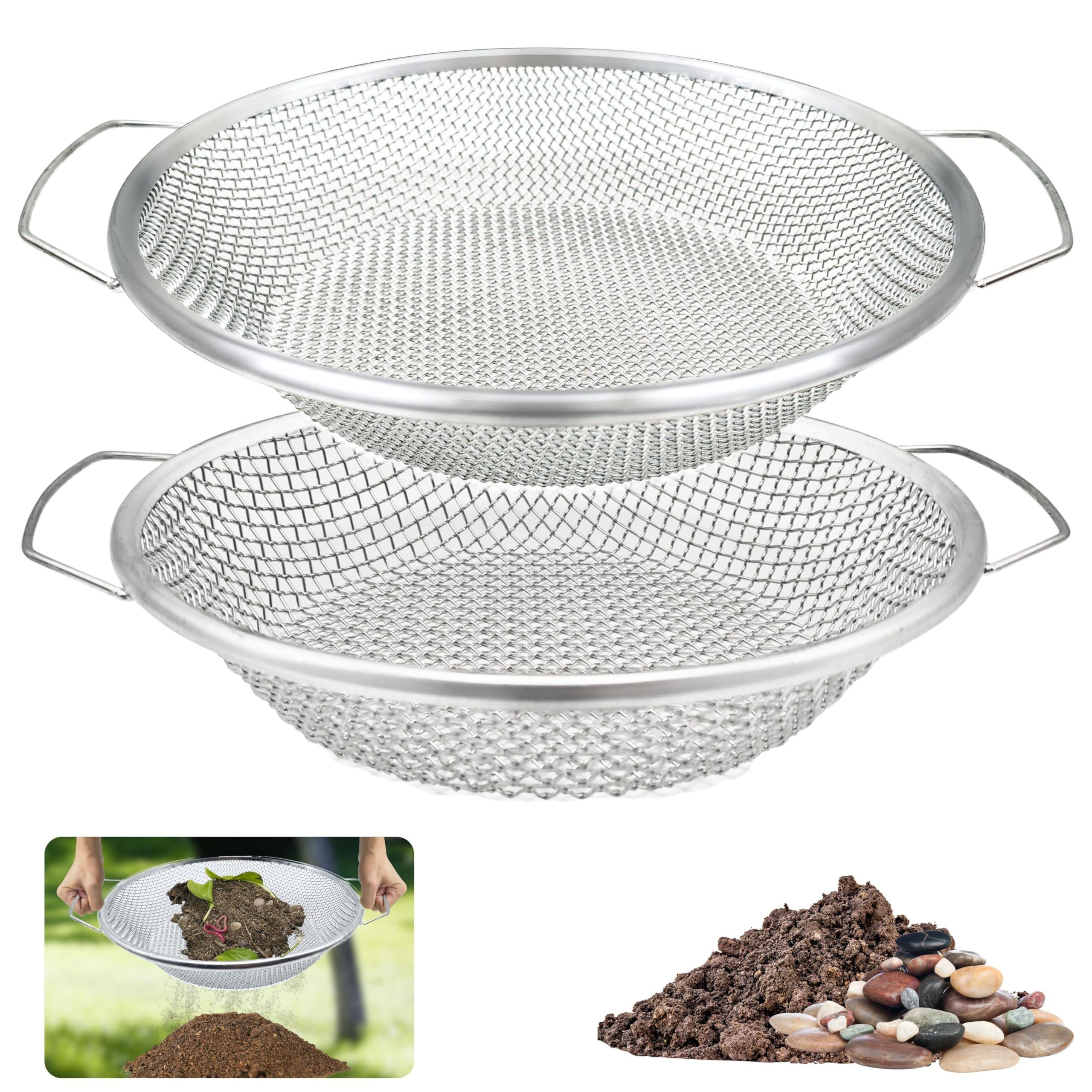 QUTIING soil sifter 6mm over a 5-gallon bucket for quick soil separation