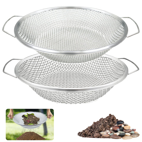QUTIING soil sifter 6mm over a 5-gallon bucket for quick soil separation