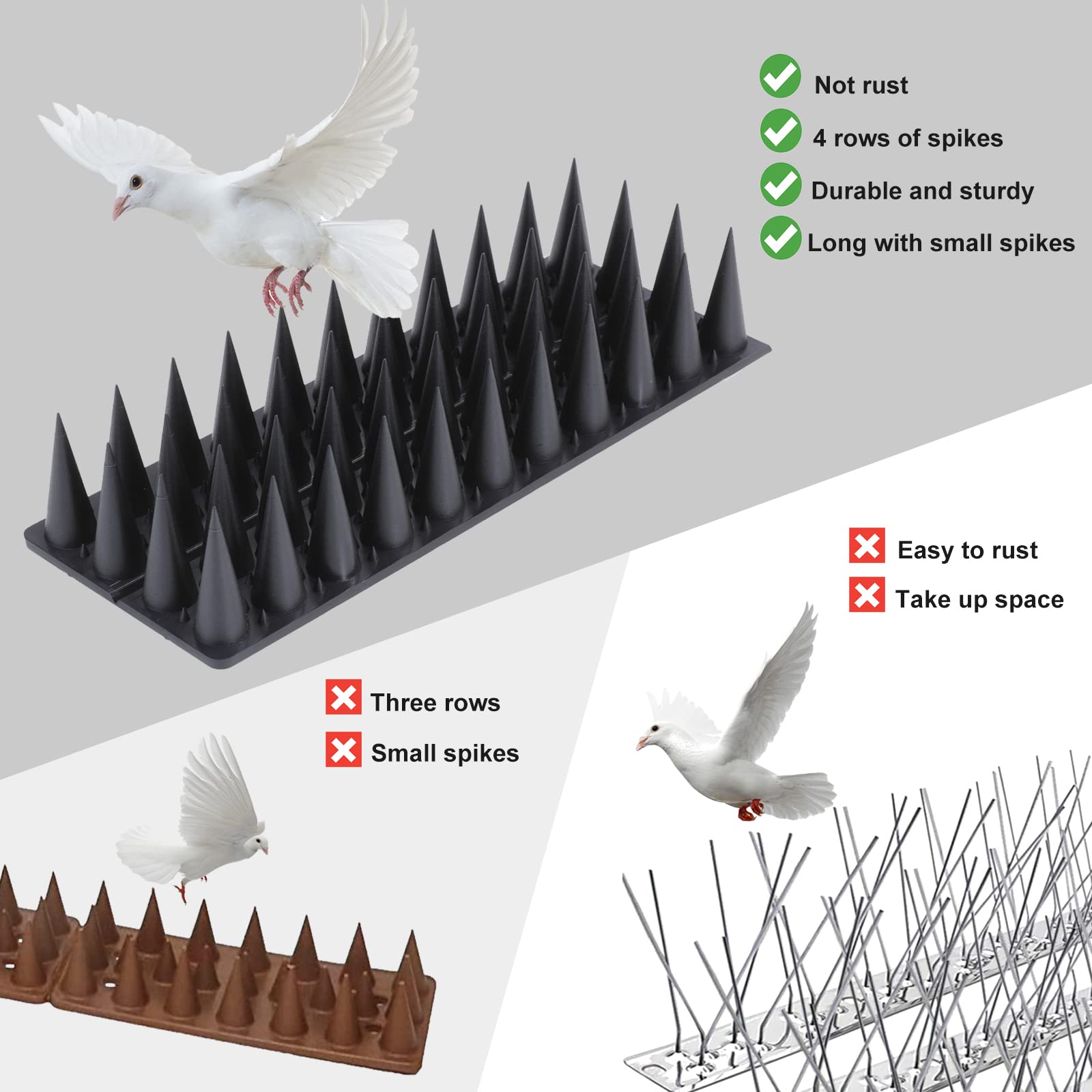 Installed on a fence showing humane deterrence without harming birds